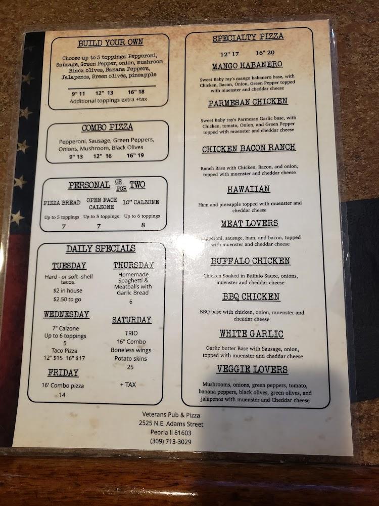 Veterans Pub & Pizza Menu image 4